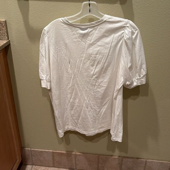 Aware by Vero Moda woman's white shirt sleeve white tee shirt/ dramatic sleeves - Picture 9 of 11